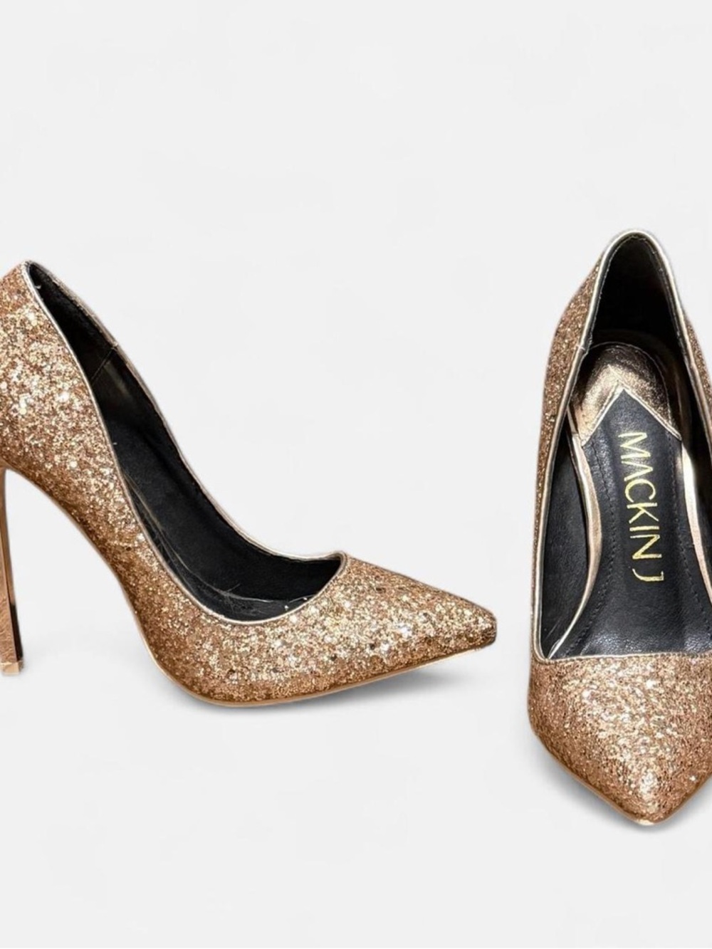 Mackin J Rose Gold Glitter Pointed-Toe Stiletto Pumps